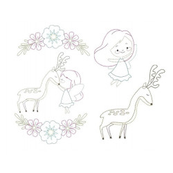 Stickserie - Fee liebt Reh Fransenappli